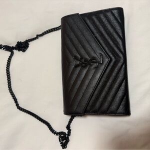 Yves Saint Laurent Black Chevron Clutch